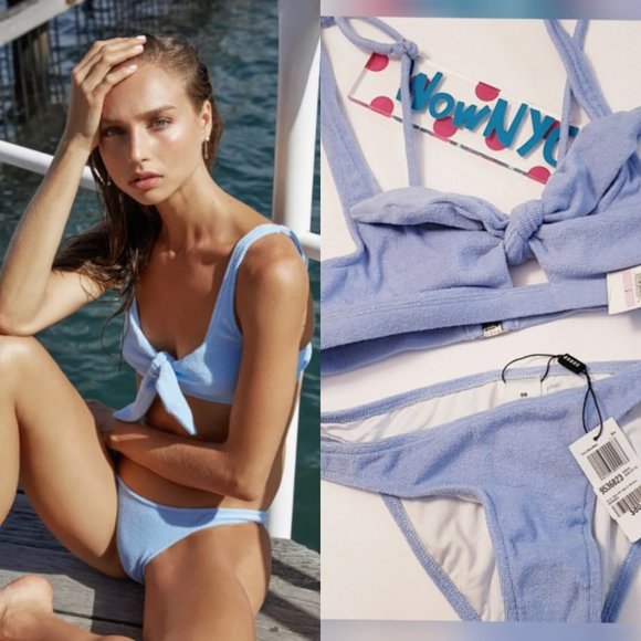 Anthropologie Other - New $200 SUBOO x Anthro Blue Bow Bikini Set M L